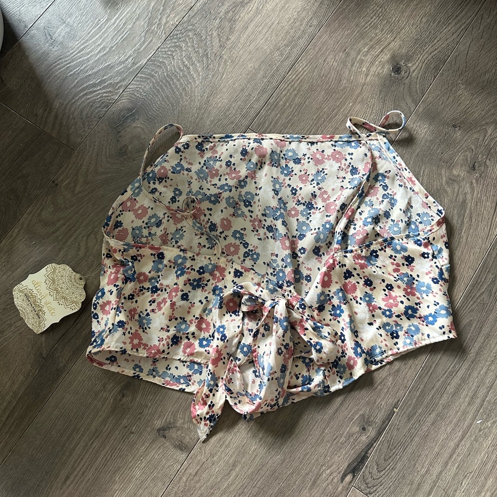 Altar’d state silk floral bandeau crop top - large